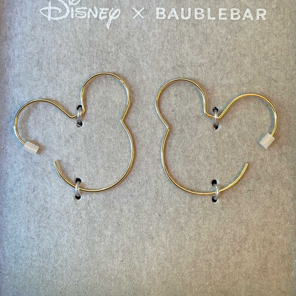 Final Price Nib Disney Baublebar Mickey Gold Tone Pierced Earrings